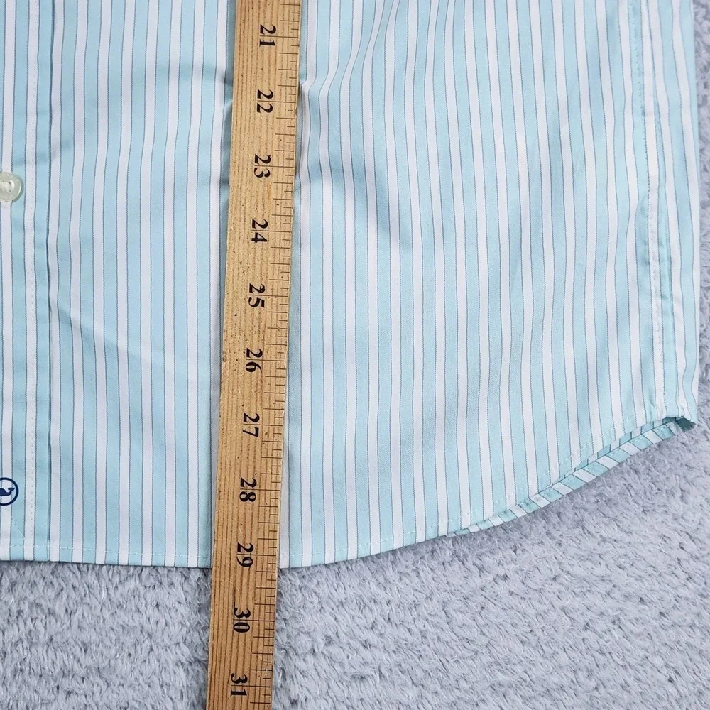 Vineyard Vines OTG Shirt Mens Medium Blue Stripe Short Sleeve Brrr Stretch NEW - Picture 8 of 13